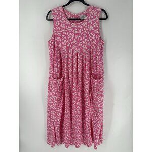 Laura Ashley Vintage Cottagecore Pink Floral Midi Dress Women’s 10 READ